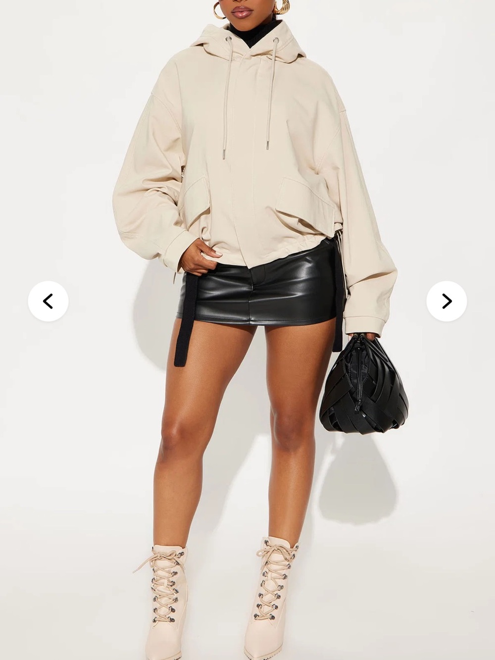 Women's Hooded Windbreaker Jacket - Cream - Picture 2 of 4
